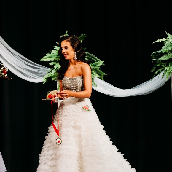 Sherri Hill White Off-Shoulder Prom Dress 00 - Picture 4 of 6